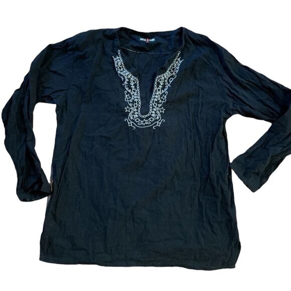 Boho Embroidered Peasant Blouse size Large - Picture 5 of 5